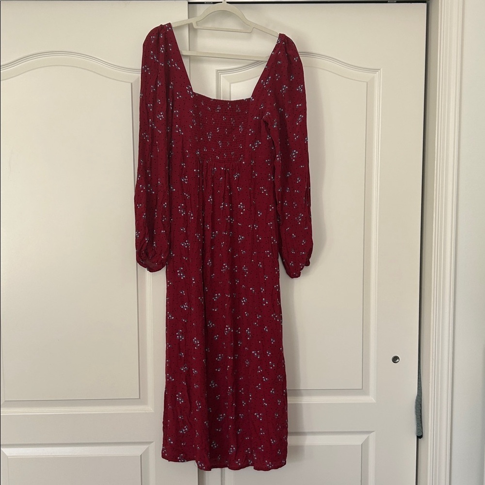 Free People Women's Iris Floral Long Sleeve Midi Dress Red - Picture 5 of 6